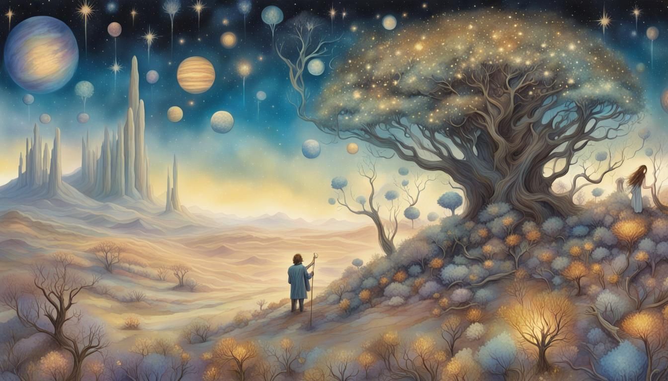 Enchanting Desert Rebirth: A Whimsical Illustration