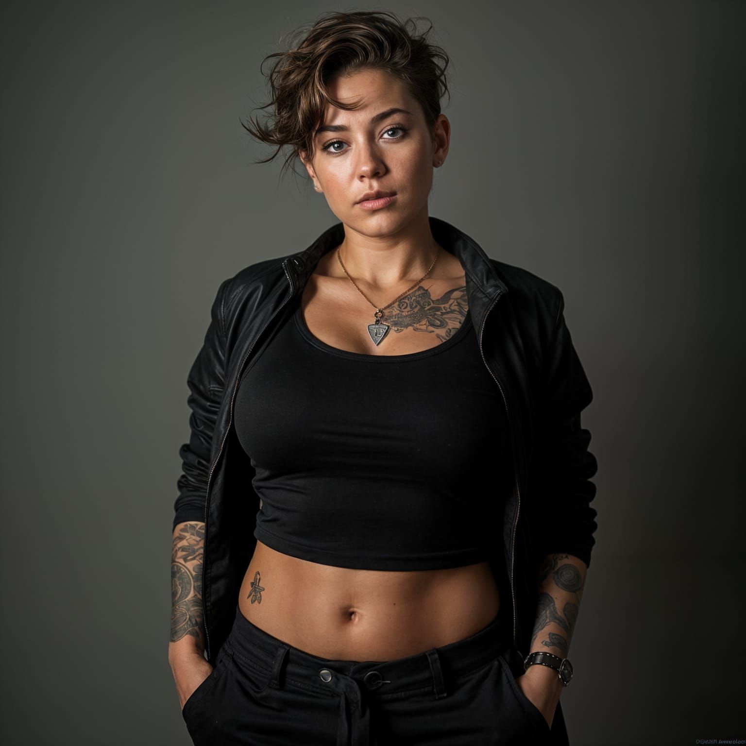 Professional Portrait of Muscular Soldier Woman