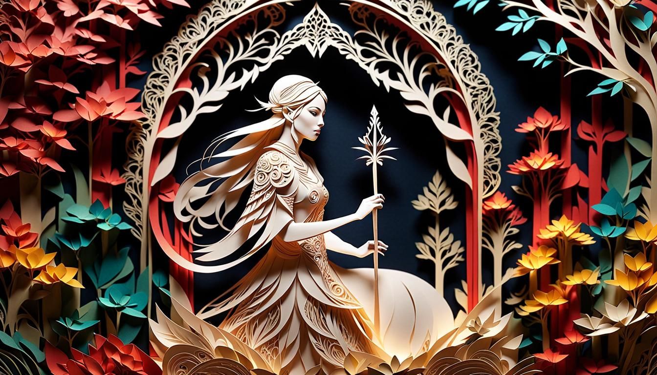 Paper-Cut Animation of Elf Warrior in Middle-earth