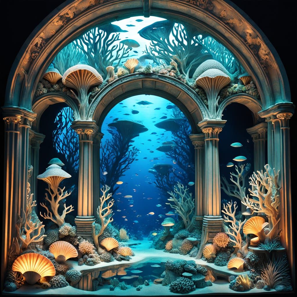 Fantastical Underwater City of Seashells and Coral