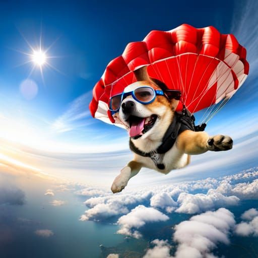 Dog Skydiving: Stylish Canine Adventure in 8k