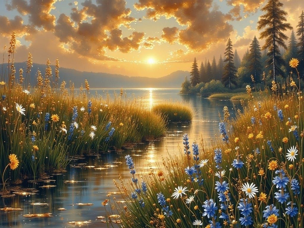 Golden Hour Masterpiece with Whispers of Watercolor and Alco...