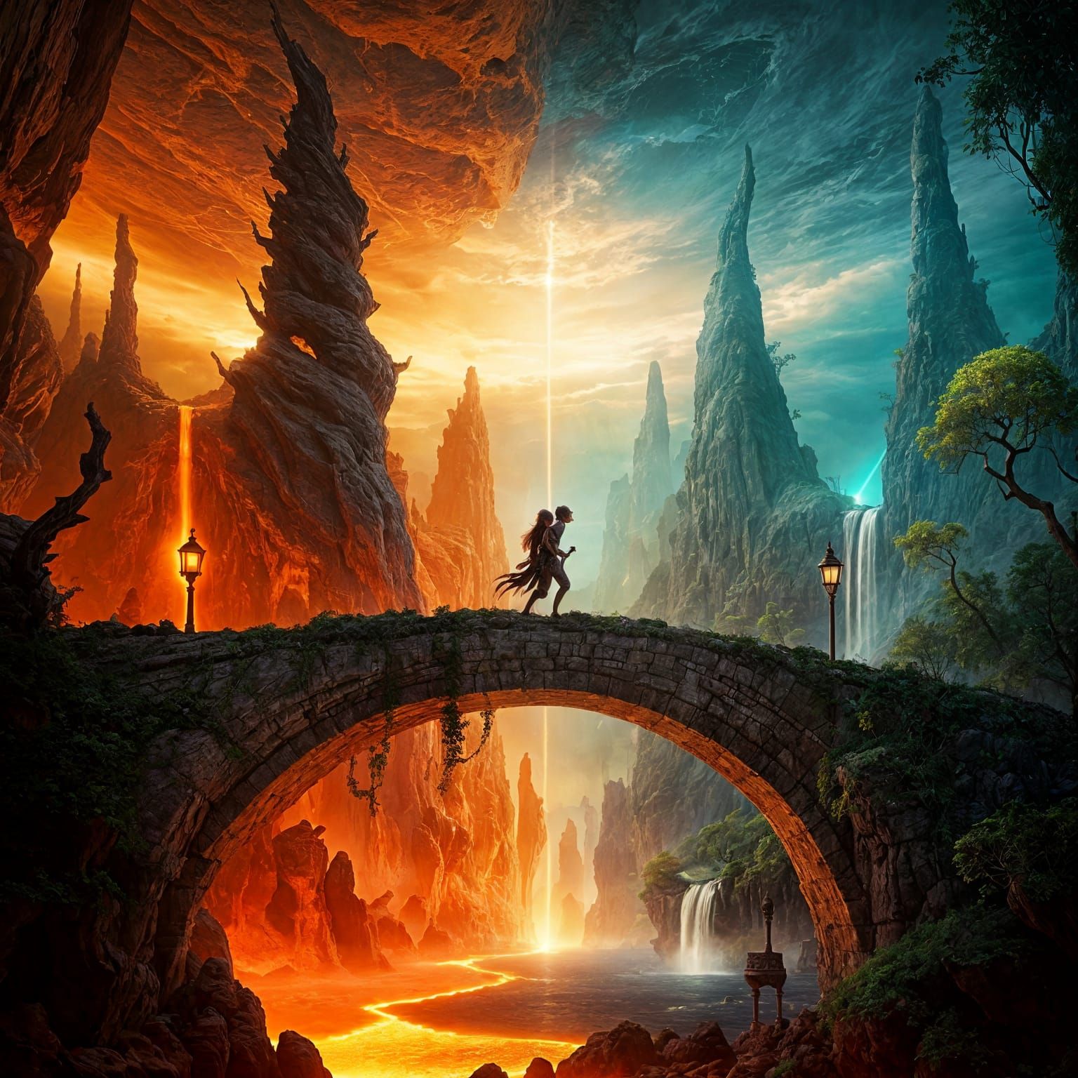 Ethereal Bridge Connects Fiery Hell to Heavenly Paradise