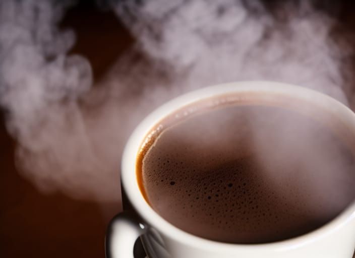 Steaming Coffee Pot Close-up, Professional Photography
