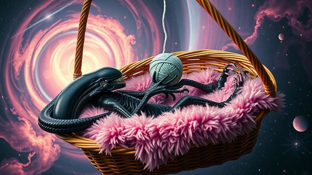 Xenomorph Kitten Plays in Space: A Sci-Fi Macro
