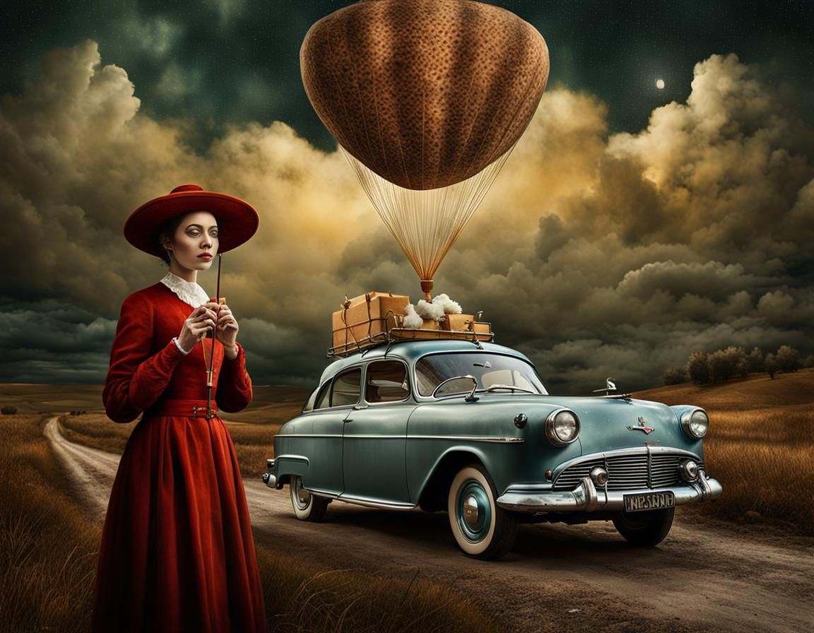 Woman and Car in Magical Biological Style