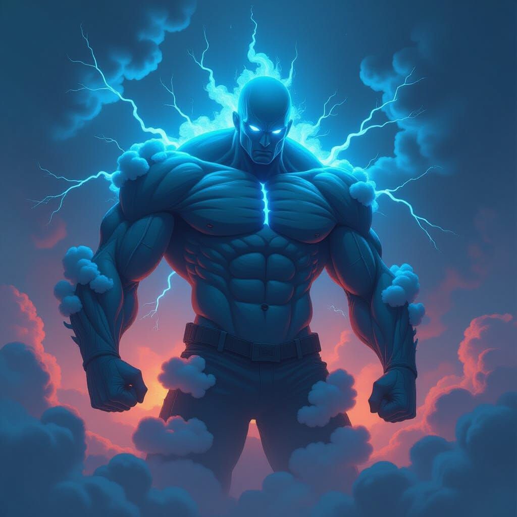 Storm Being with Electric Veins in Ethereal Style