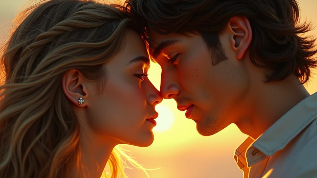 Romantic Portrait of a Woman Admiring a Man