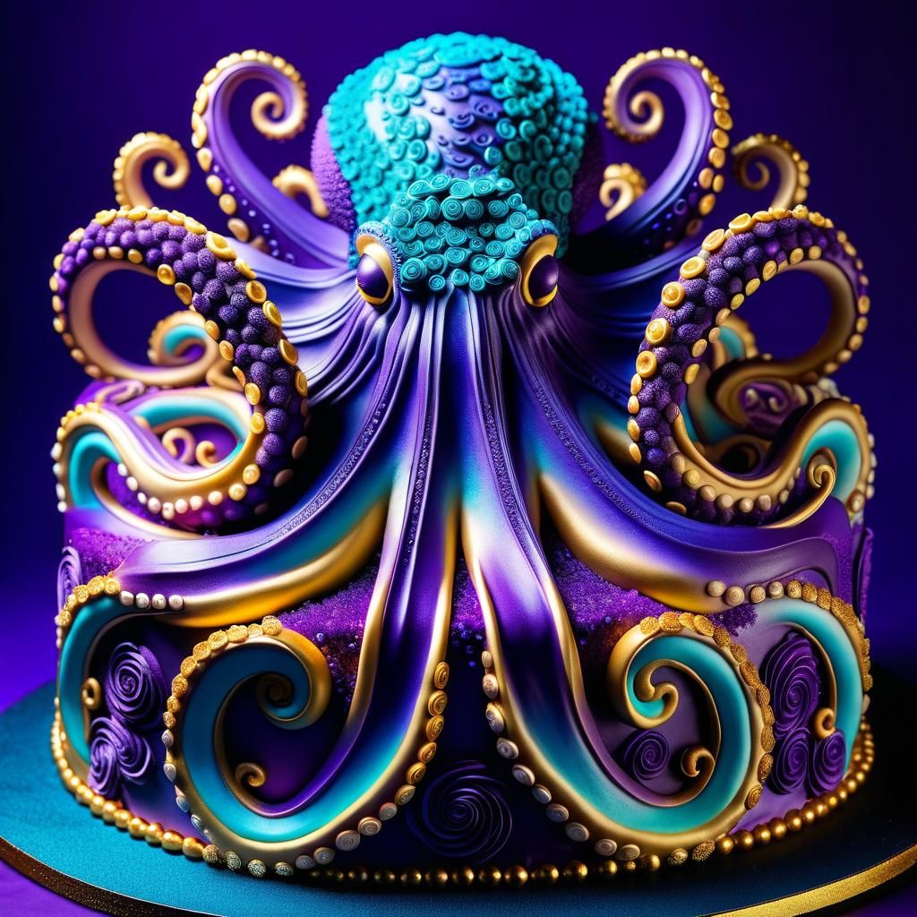 Octopus Cake Sculpture with Buttercream Texture