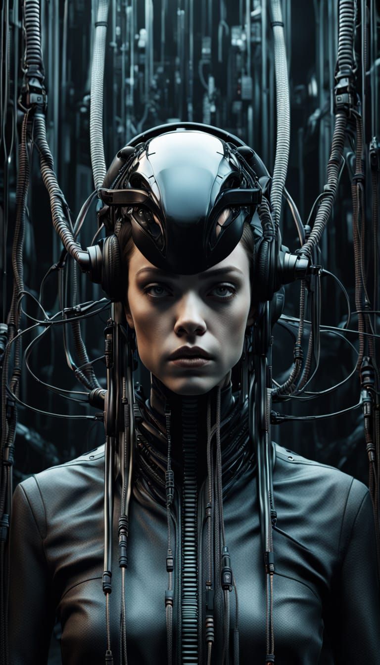 Surreal Dark Portrait in Alien Film Style with Hyper Real De...