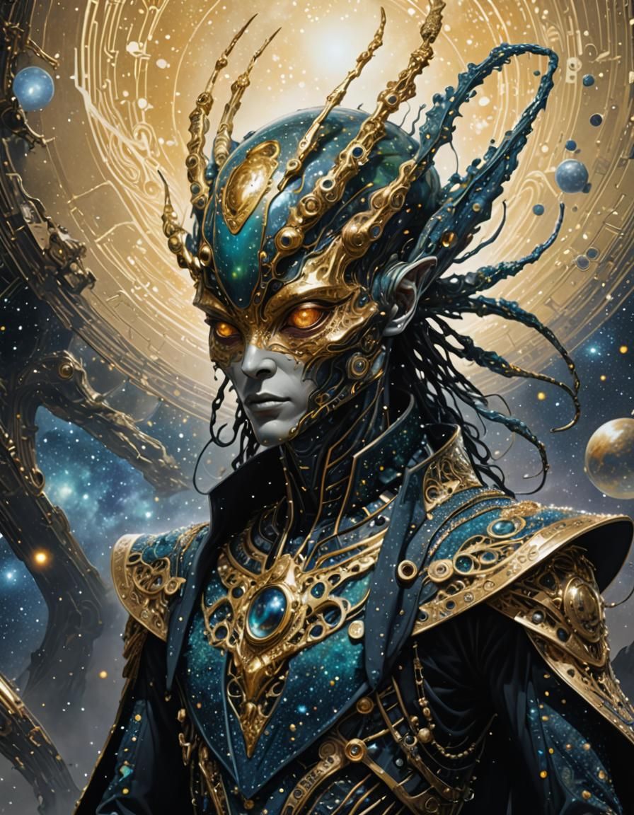 Elegant Alien in Galaxy, Digital Painting