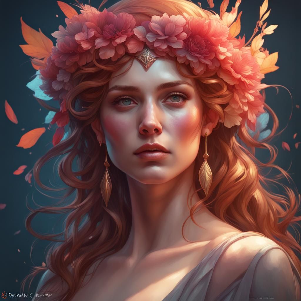 Persephone Portrait in Art Nouveau Style