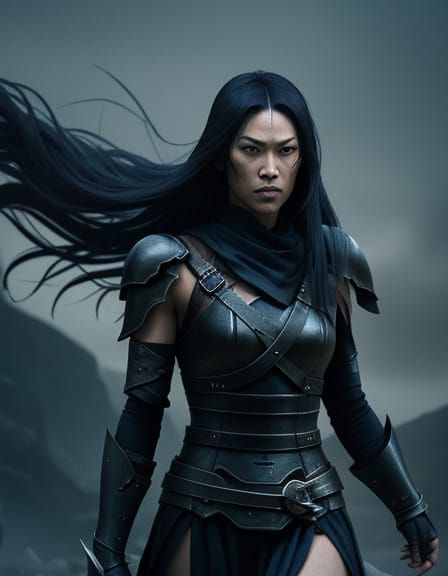 Epic Cinematic Goddess in Dark Film-Noir Style