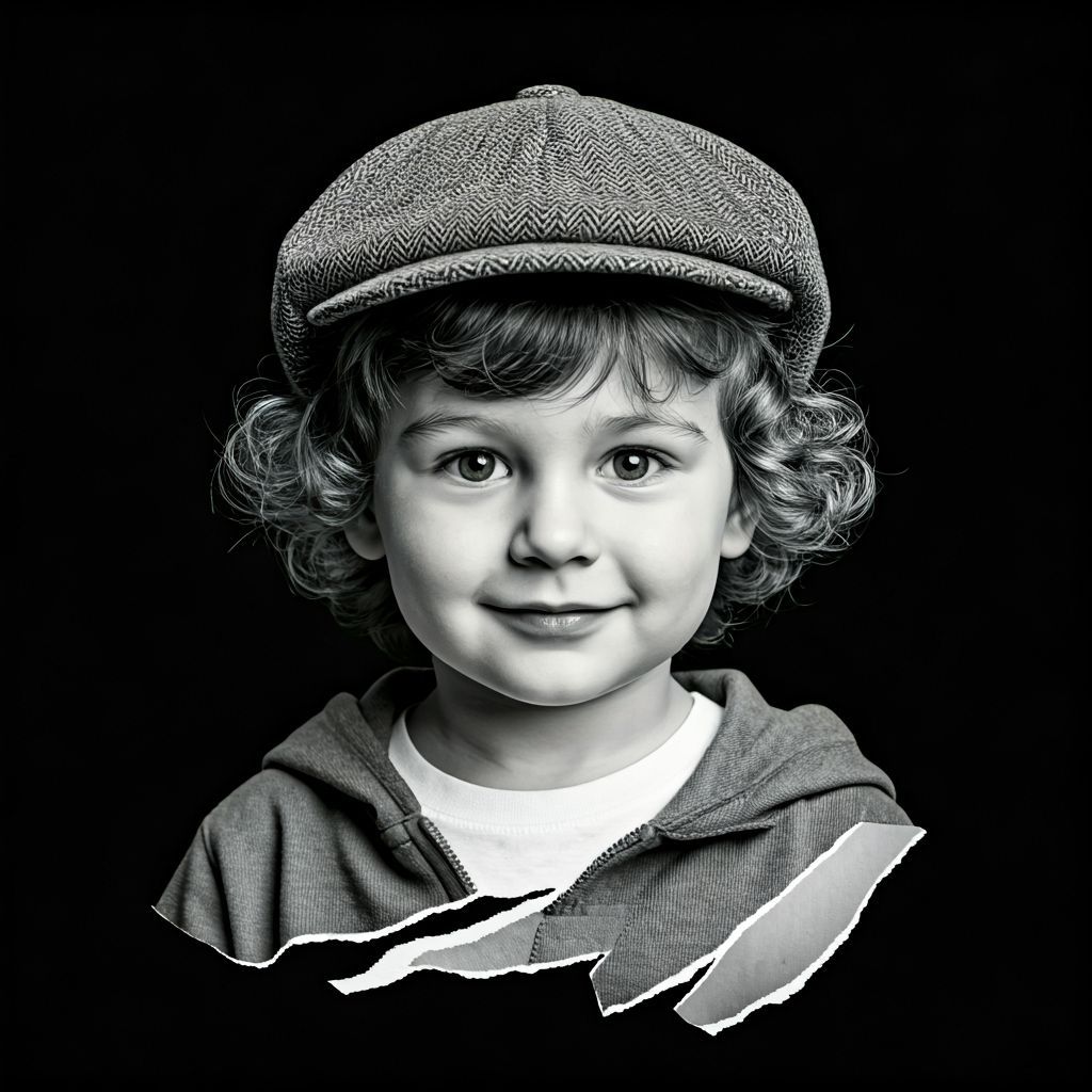 Charming Black and White Collage of Smiling Toddler