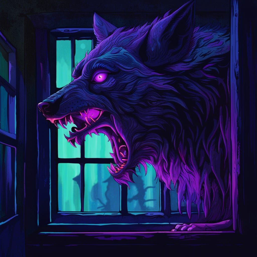 Werewolf at Window in Gothic Fantasy Art