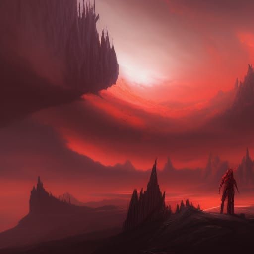 Blood-Red Sky: Detailed Matte Painting