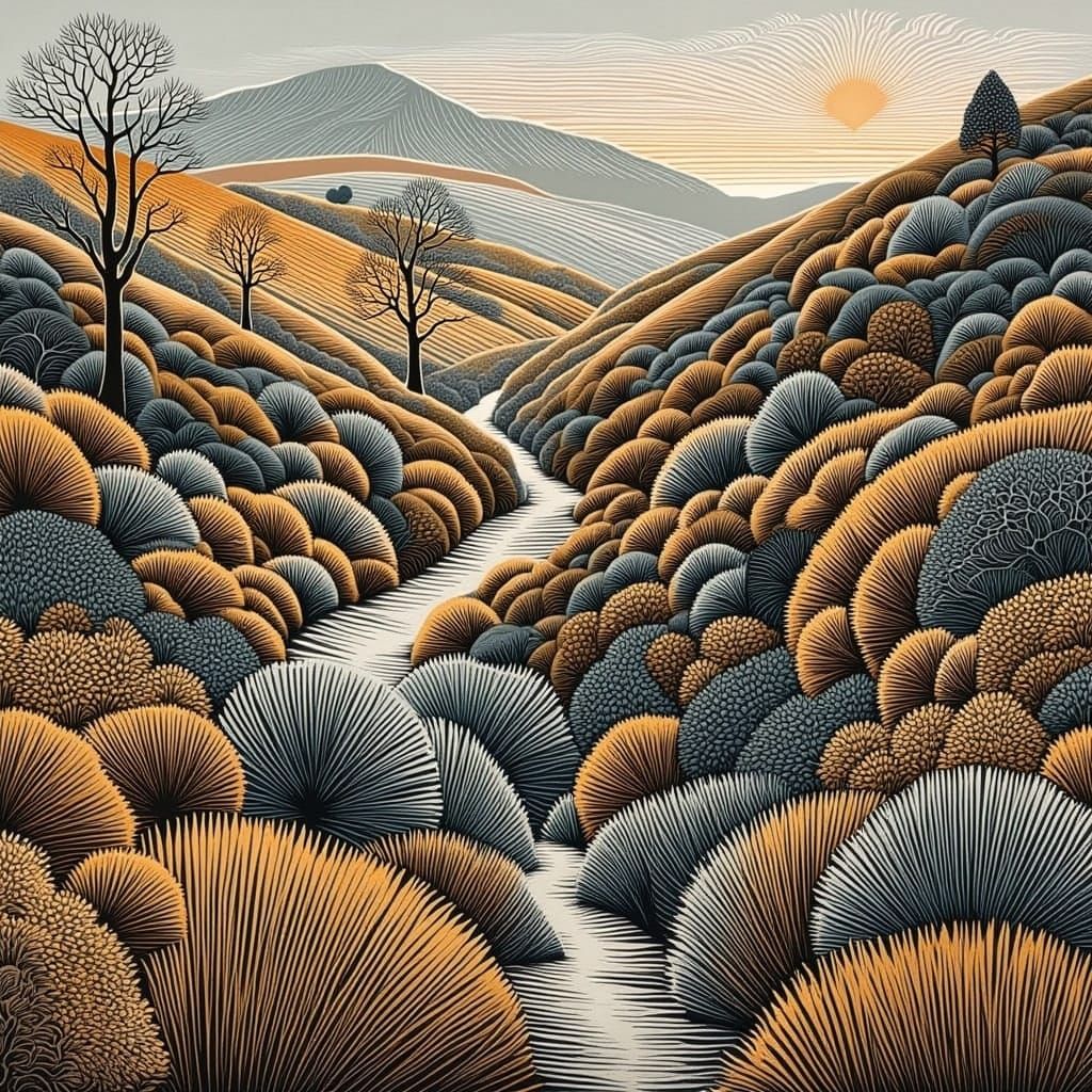 Fantastical Wood Carved Mountain Landscape