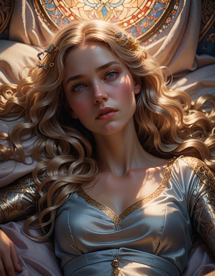 Elegant Woman in Soft Focus, Inspired by Art Nouveau