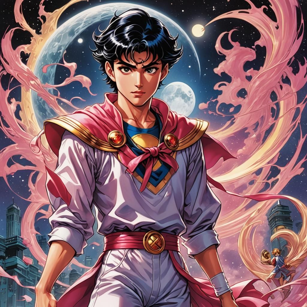 Boy with Sailor Moon Powers in Comic Book Art