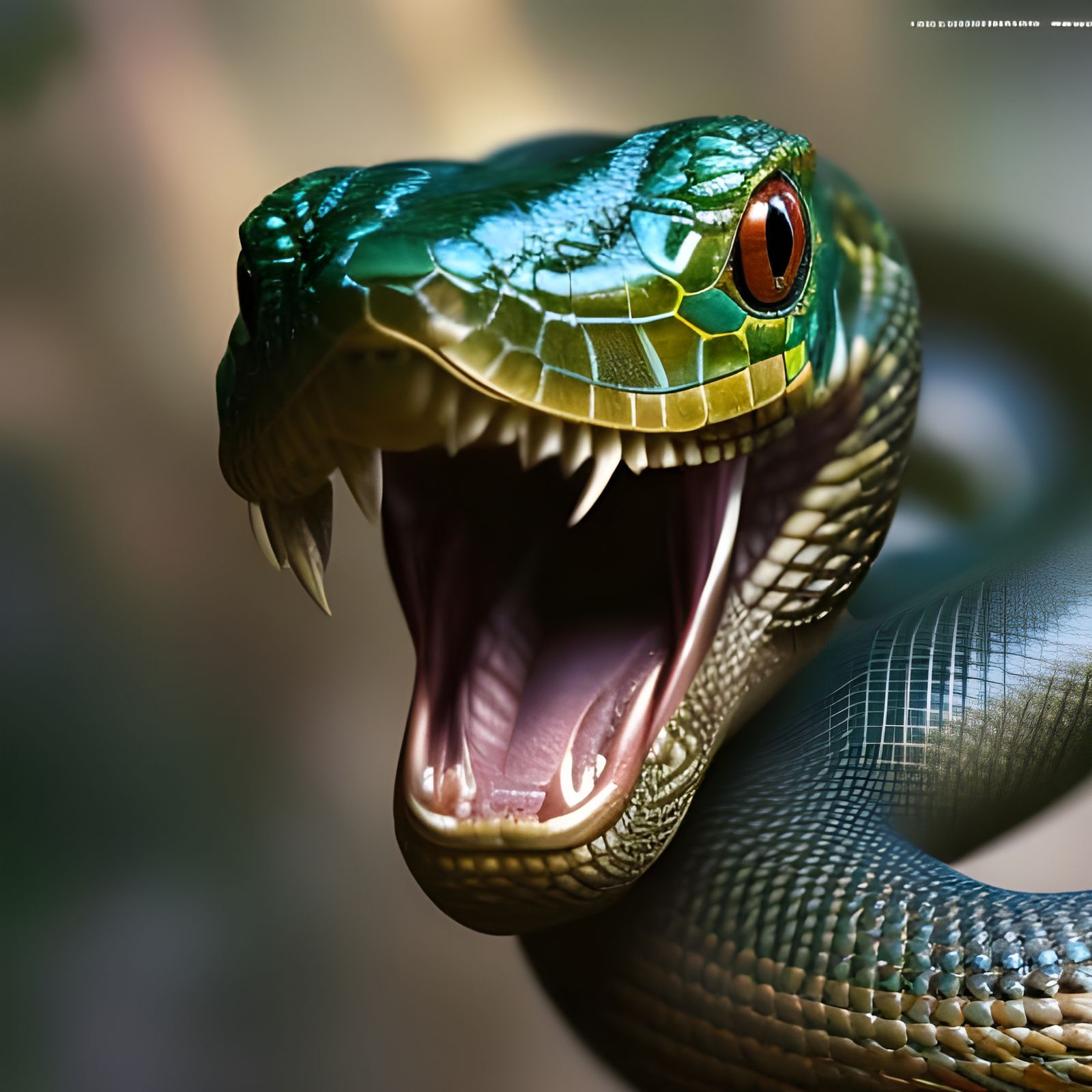 Intricate Snake with Detailed Eyes in Dark Fantasy Style