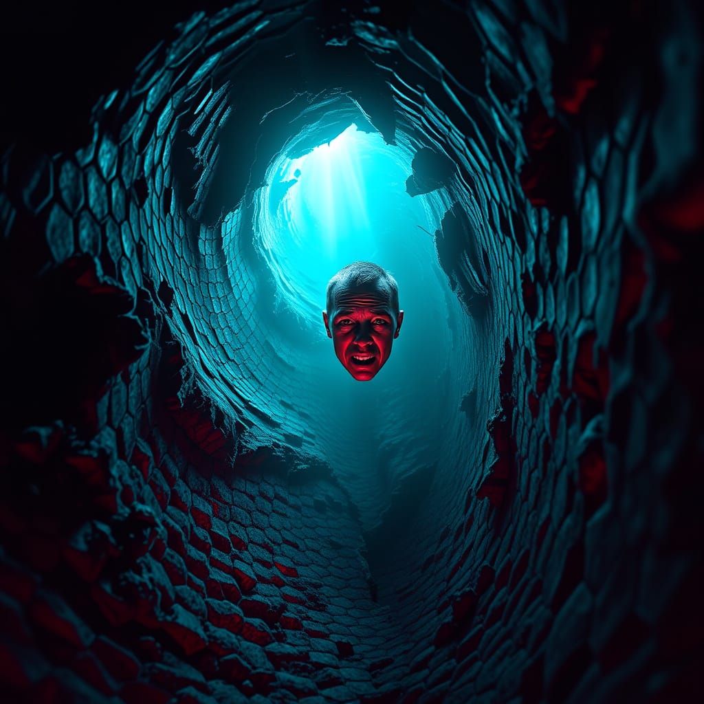 Claustrophobic Surrealism: Figure in Collapsing Vortex