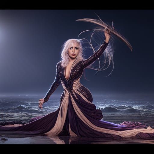 Fantastical Digital Painting: Woman in Deep Color