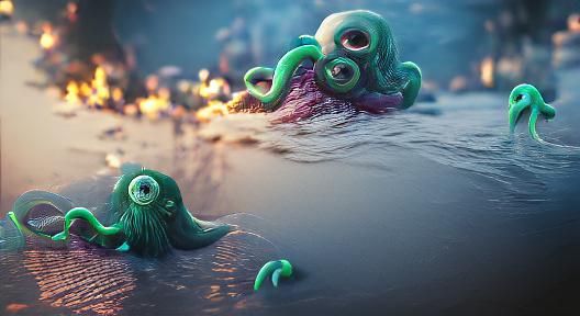 Cthulhu as Disney Pixar 3D Render