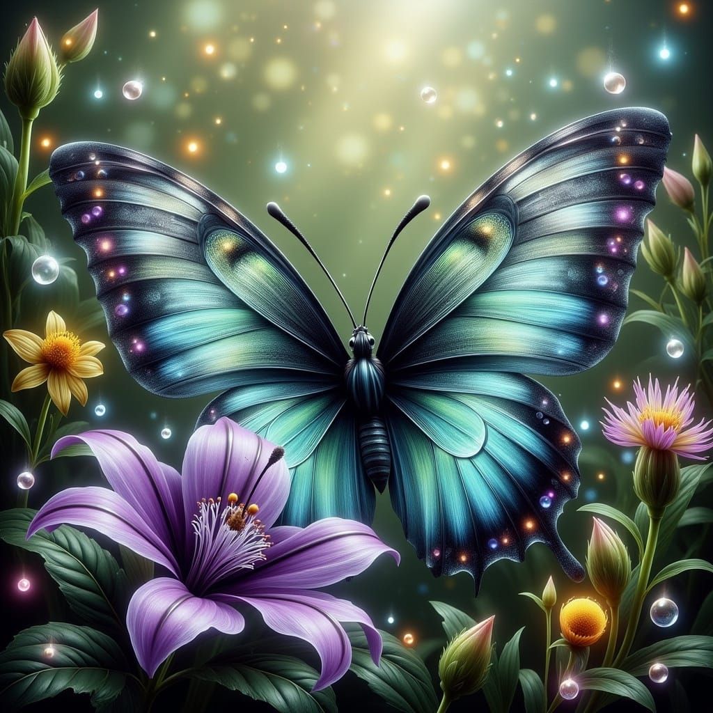 Majestic Taurus Butterfly in Botanical Art Style