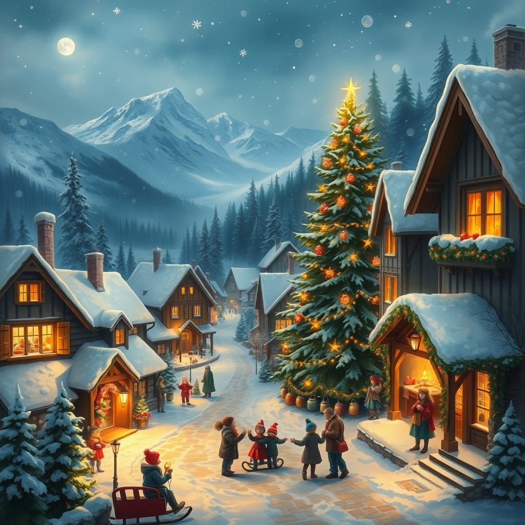 Cozy Alpine Winter Wonderland in Soft Light