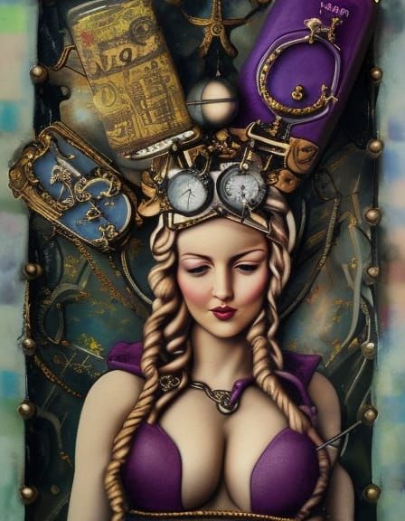 Steampunk Madonna in a Winter Wonderland, Surreal Art