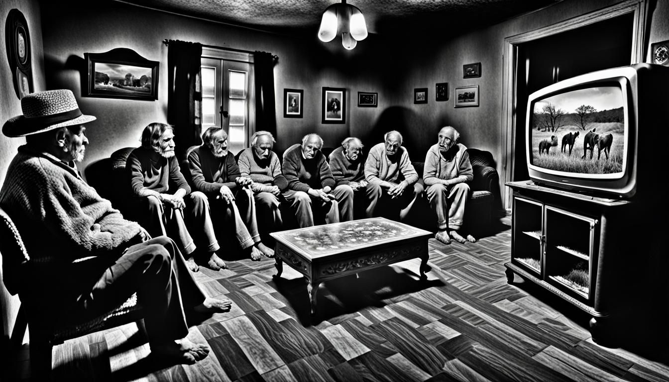 People Watching TV: Hyperrealistic Rural Living Room