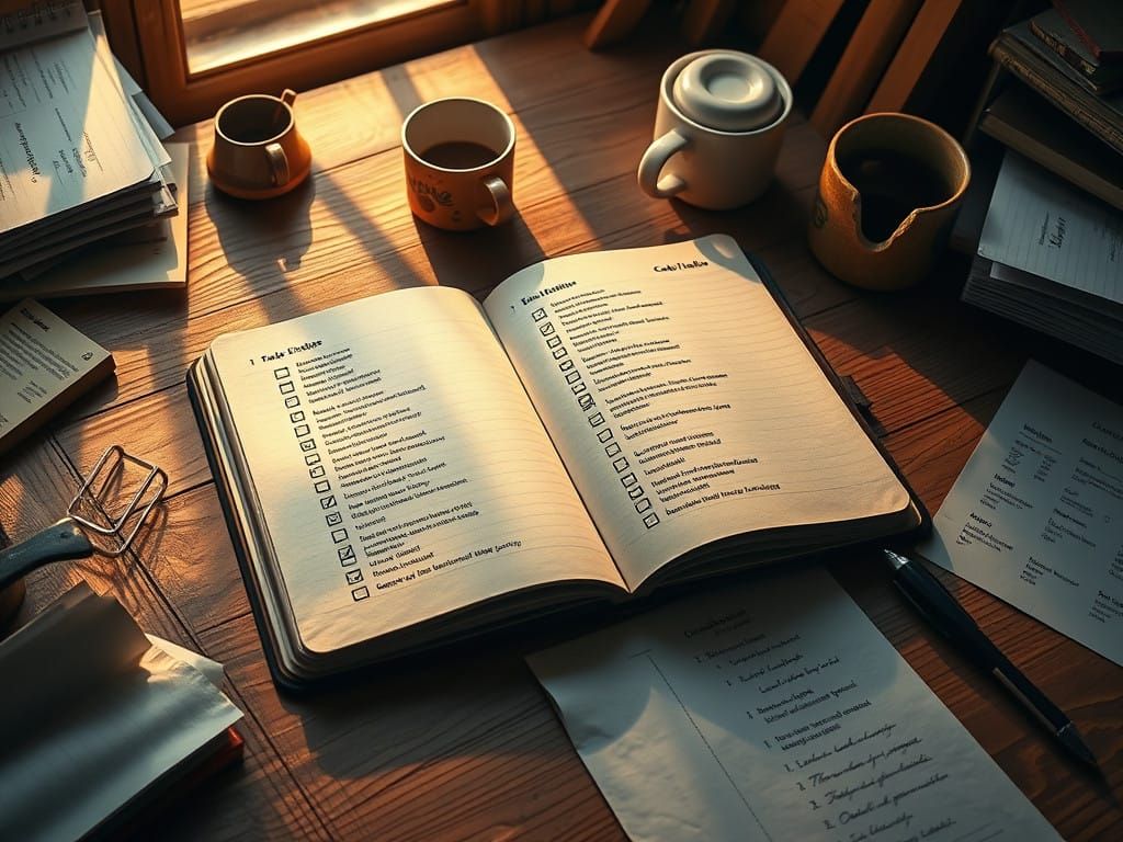 Serene Study Session with Notebook and Tasks