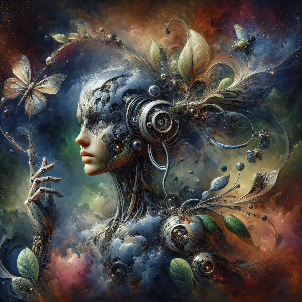 Biopunk Woman: Nature and Android Fusion in Romanticism Styl...