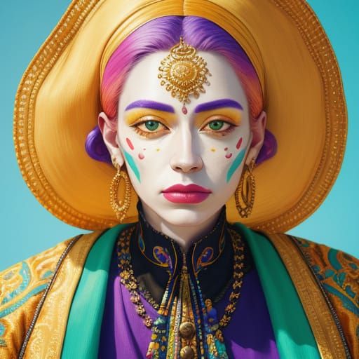 Vibrant Oil Portrait of a Nonbinary Person