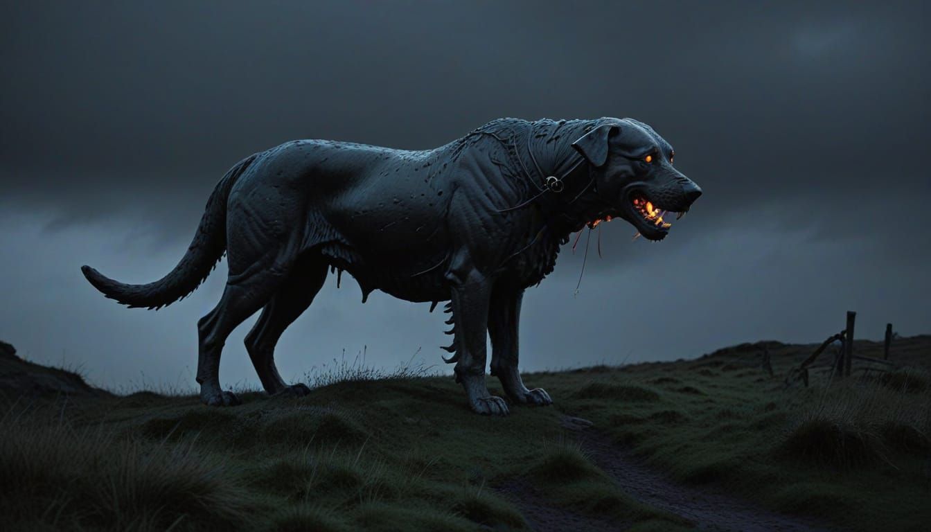 Mysterious Hound Emerges from Dark Moors