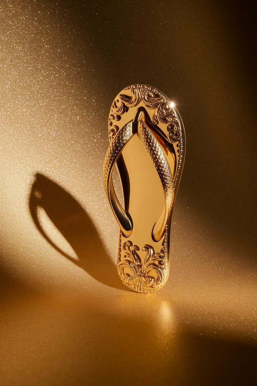 Golden Flip-Flop Trophy in Opulent Baroque Style