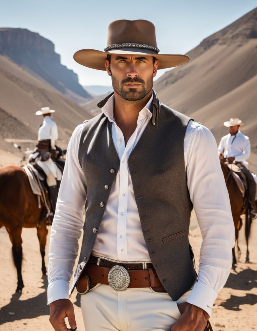 Gaucho Man Portrait in Knitted Wool and Chaps