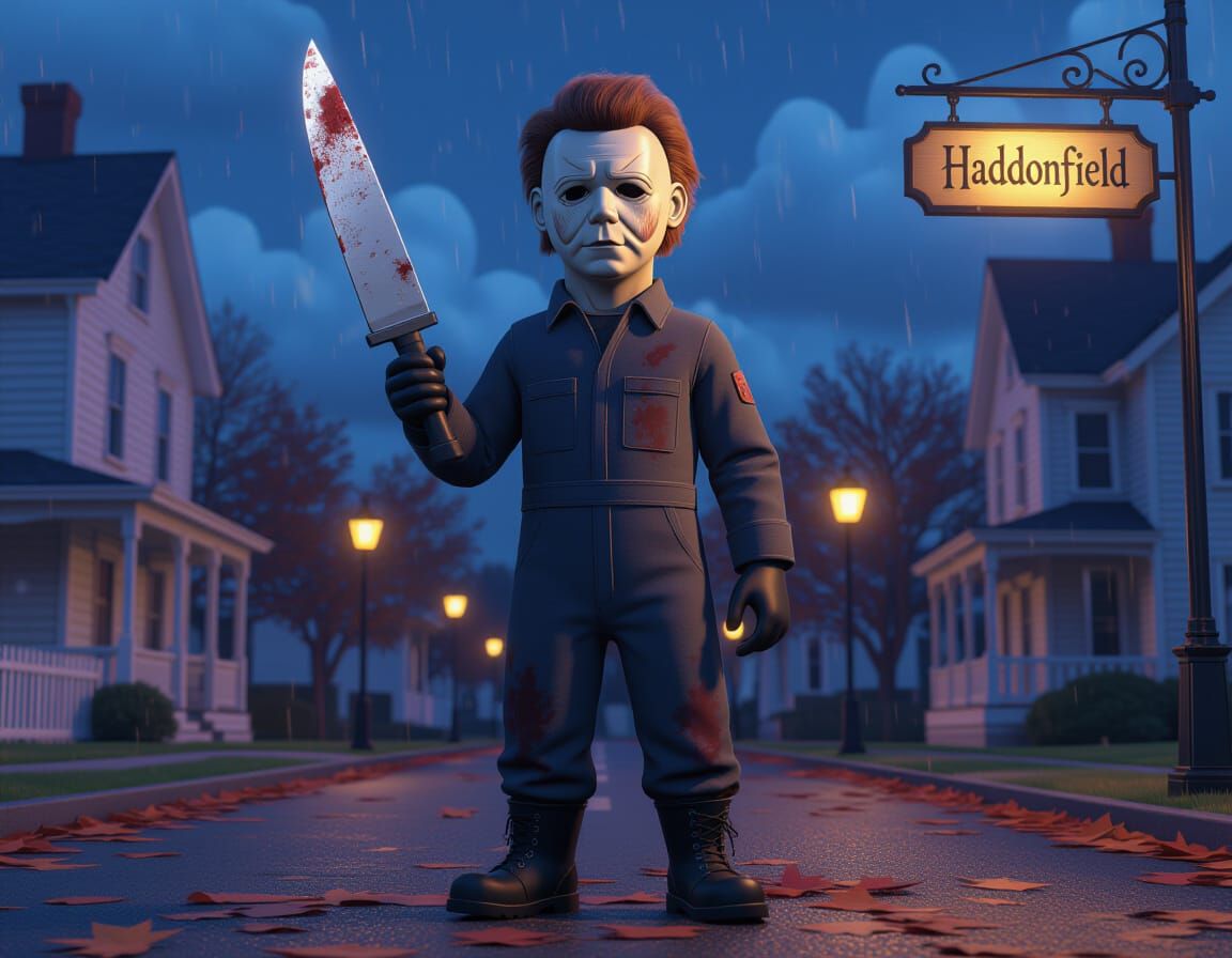 Pixar Style Michael Myers on Haddonfield Street