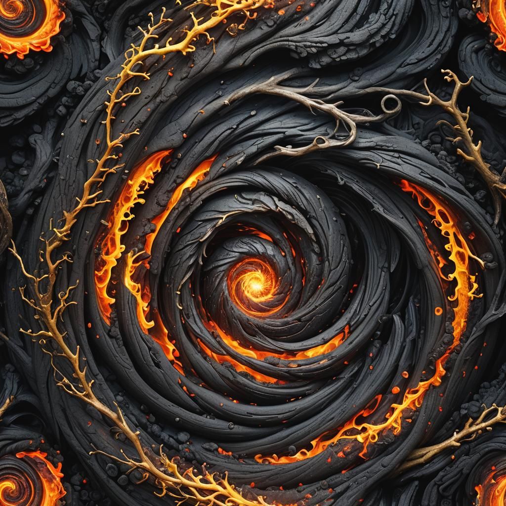 Hyper-Realistic Nature Vortex: Ocean, Lava, and Life