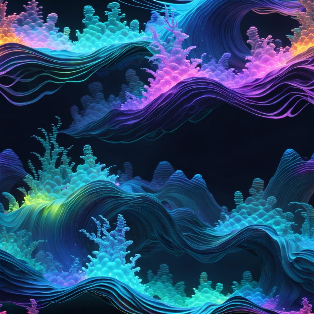 Underwater LED Waves: 3D Photorealistic Masterpiece