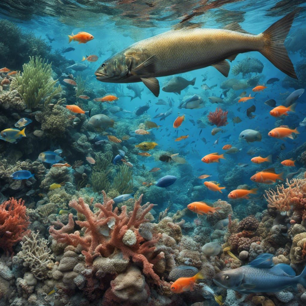 Underwater Ecosystem: Healthy Reef to Polluted Wasteland