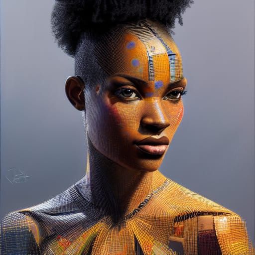 Geometric Cubism Portrait of a Black Woman