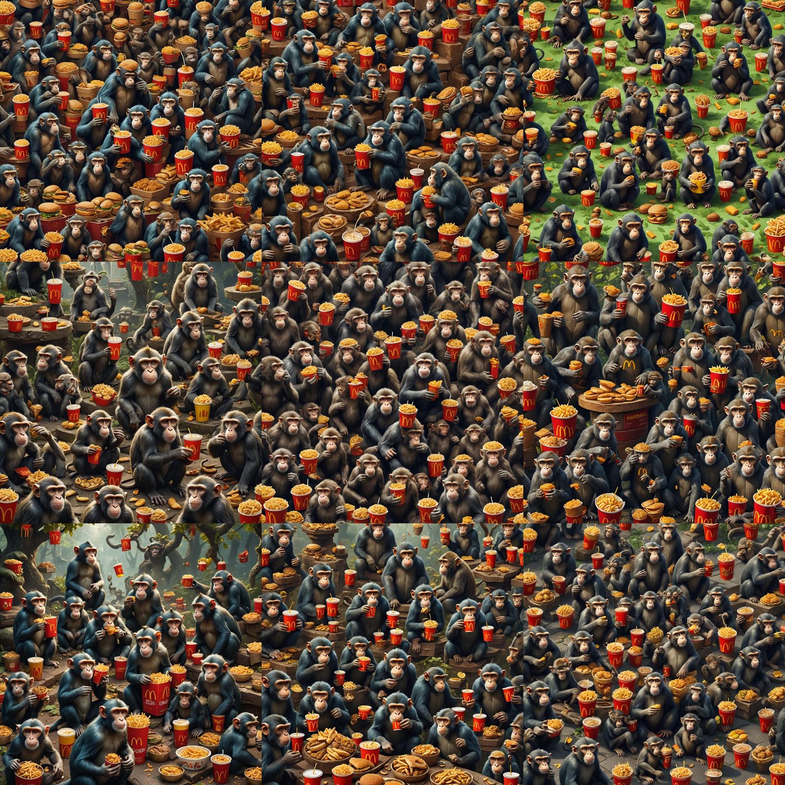 Monkeys at McDonald's: Detailed Matte Painting