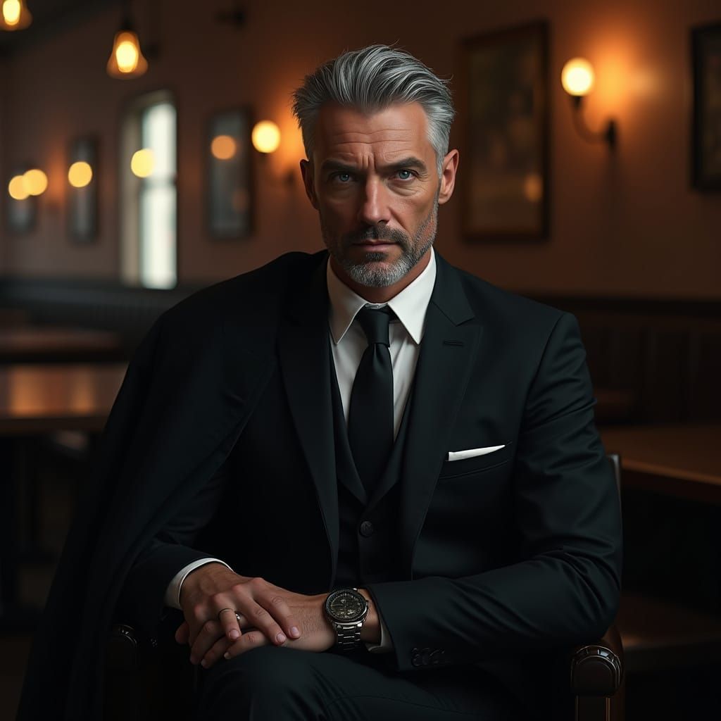 Hyper-Realistic Portrait of a Sophisticated Gentleman in a D...