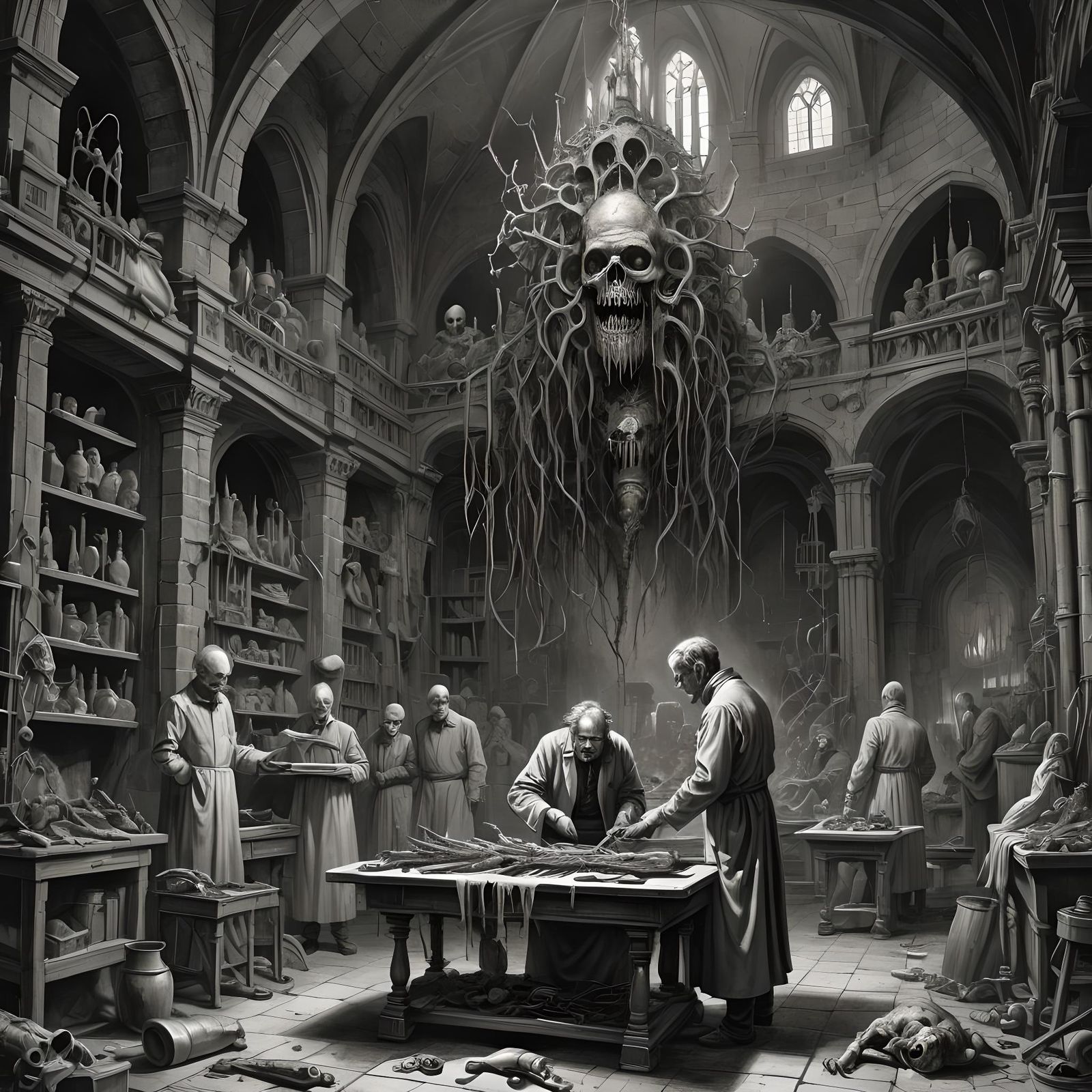 Mad Scientist's Castle: A Horror Scene