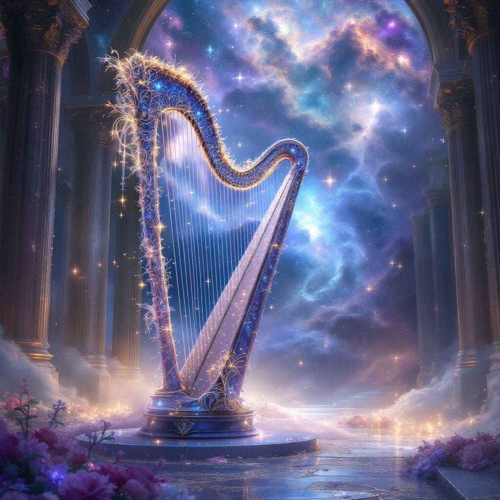 Ethereal Harp in Cosmic Cathedral