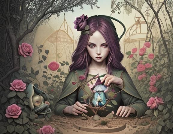 Garden Gnome Finds Treasure Under Roses