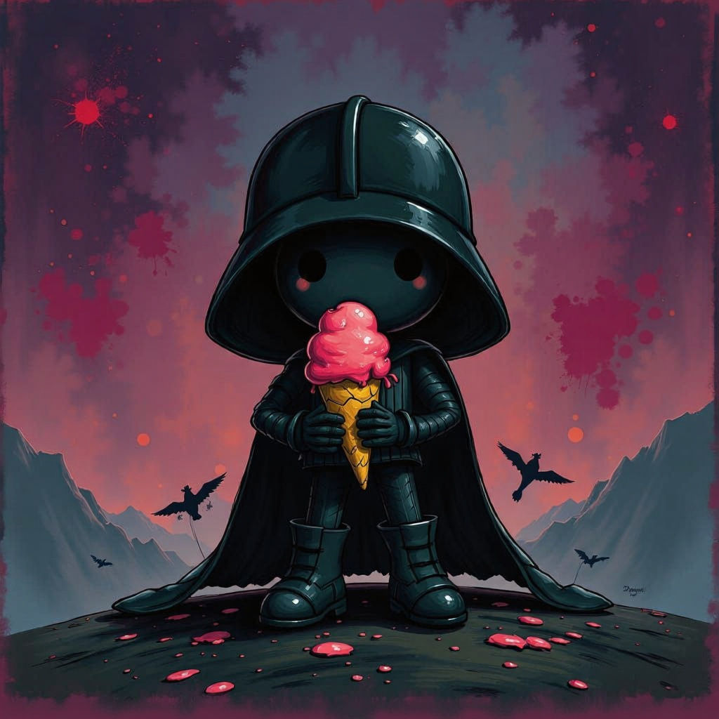 Darth Vader Enjoys Ice Cream, Digital Art
