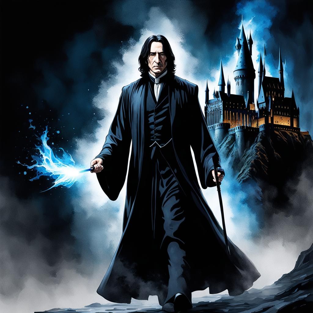 Severus Snape and Doe Patronus in Watercolor Art