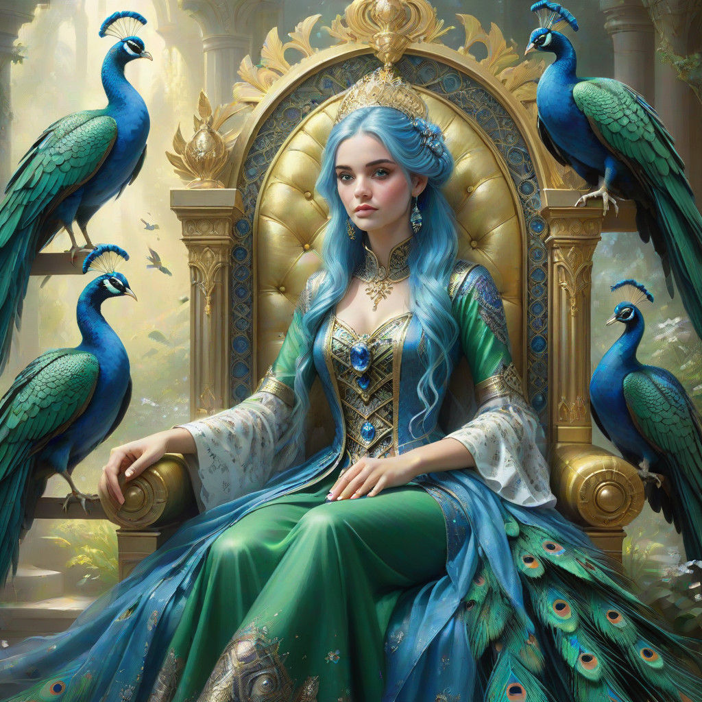 Ethereal Fantasy Princess on Golden Throne